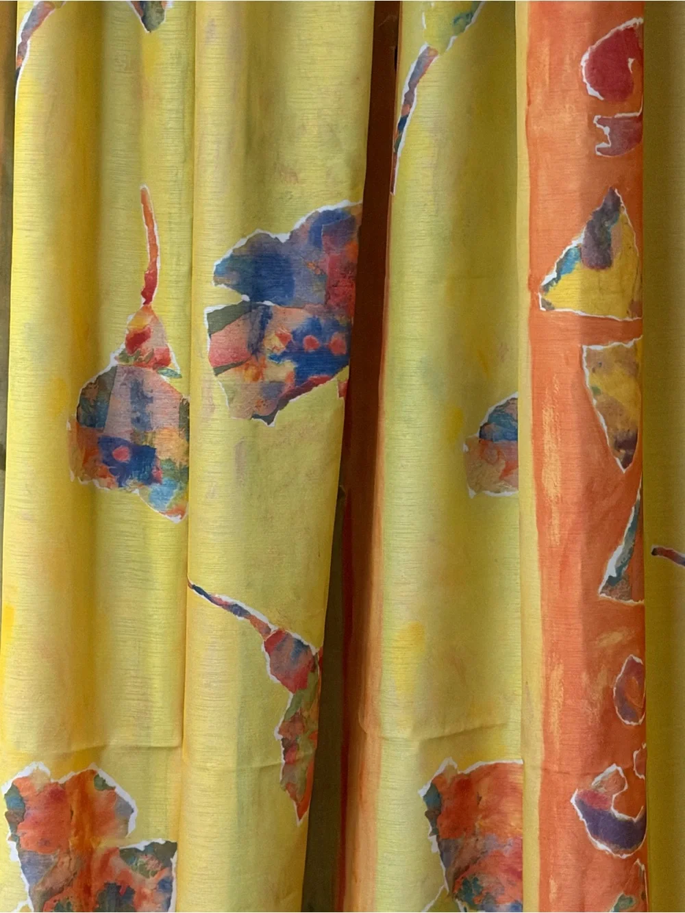 Hand-Sewn Watercolor Floral Single Panel Curtain — Unhemmed - Picture 12 of 12